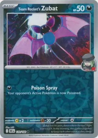 Team Rocket's Zubat Reverse Holo Pokemon card from Destined Rivals