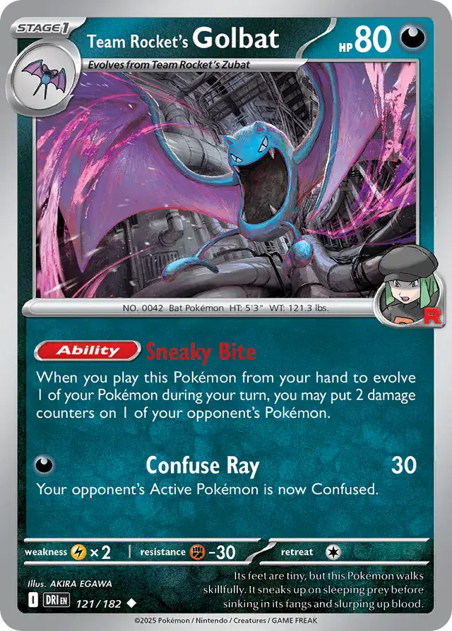 Team Rocket's Golbat Pokemon card from Destined Rivals