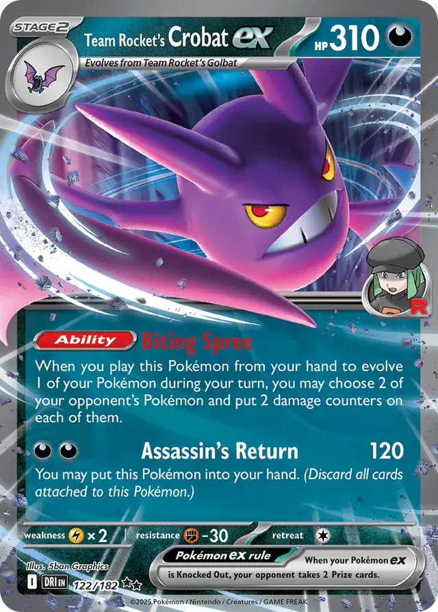 Team Rocket's Crobat Pokemon card from Destined Rivals