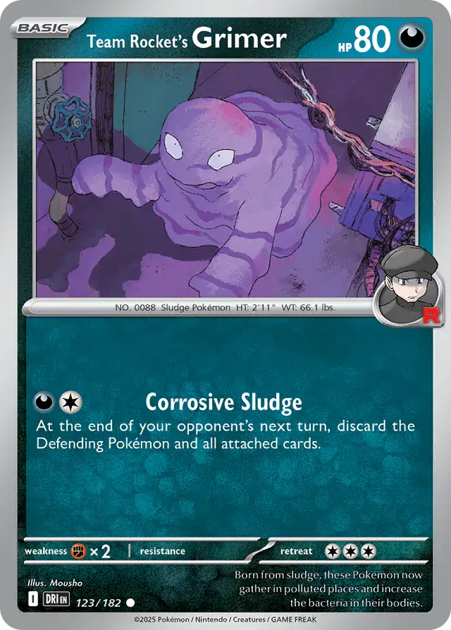 Team Rocket's Grimer Pokemon card from Destined Rivals