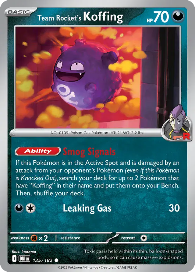 Team Rocket's Koffing Pokemon card from Destined Rivals