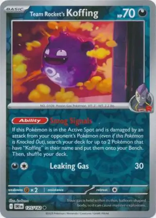 Team Rocket's Koffing Reverse Holo Pokemon card from Destined Rivals