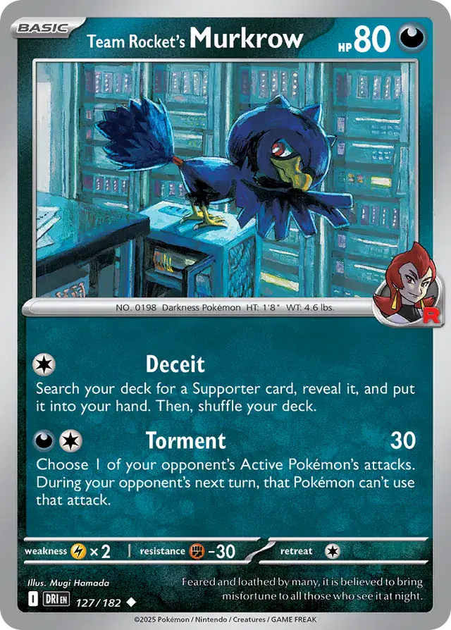 Team Rocket's Murkrow Pokemon card from Destined Rivals