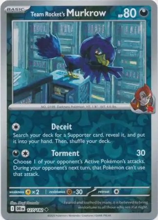Team Rocket's Murkrow Reverse Holo Pokemon card from Destined Rivals