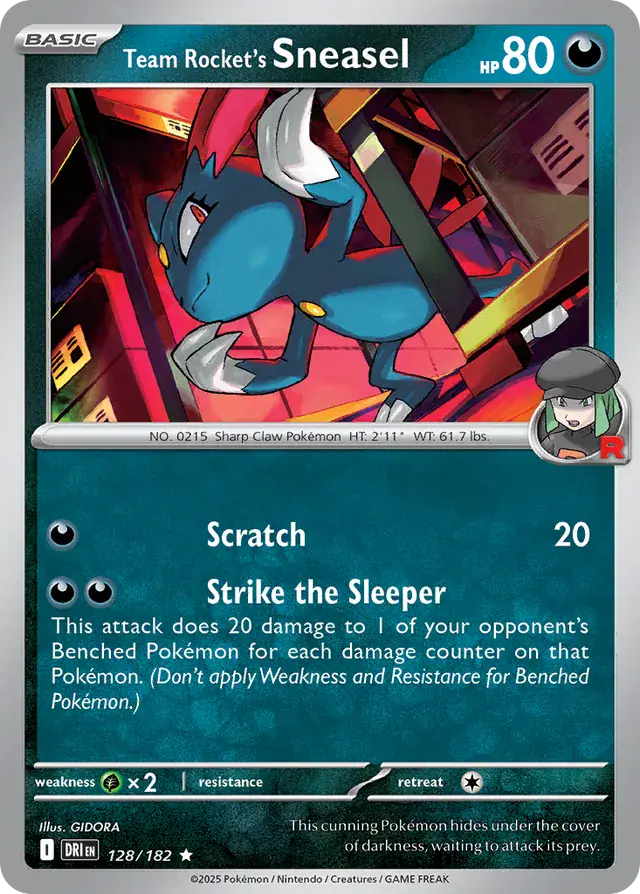 Team Rocket's Sneasel Pokemon card from Destined Rivals