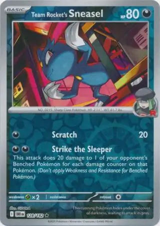 Team Rocket's Sneasel Reverse Holo Pokemon card from Destined Rivals