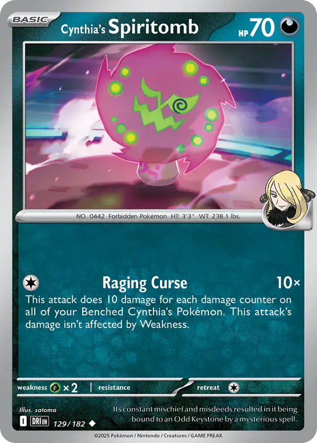 Cynthia's Spiritomb Pokemon card from Destined Rivals