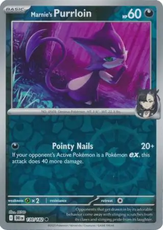 Marnie's Purrloin Reverse Holo Pokemon card from Destined Rivals