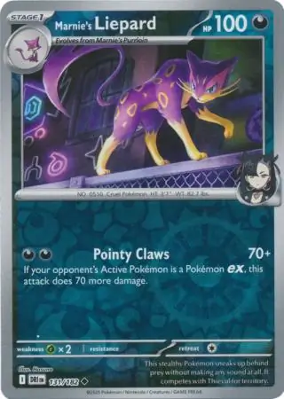 Marnie's Liepard Reverse Holo Pokemon card from Destined Rivals