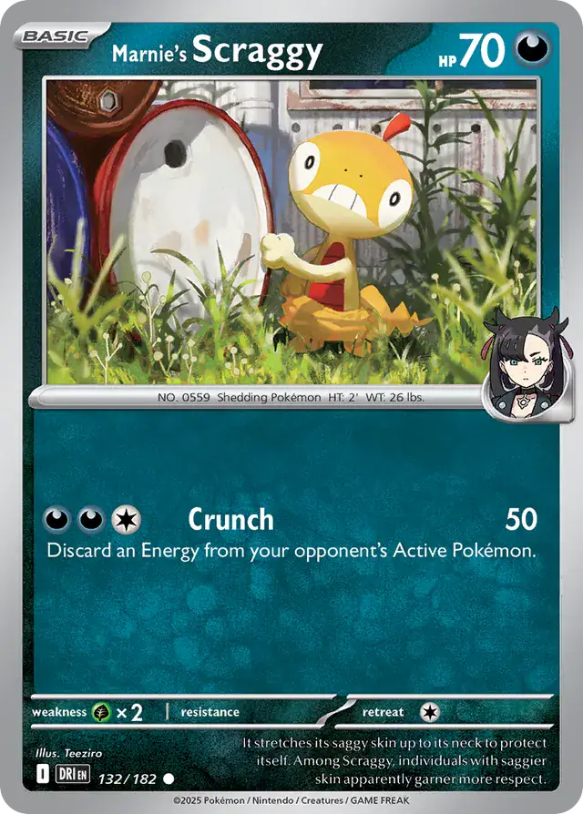 Marnie's Scraggy Pokemon card from Destined Rivals