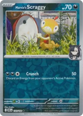 Marnie's Scraggy Reverse Holo Pokemon card from Destined Rivals