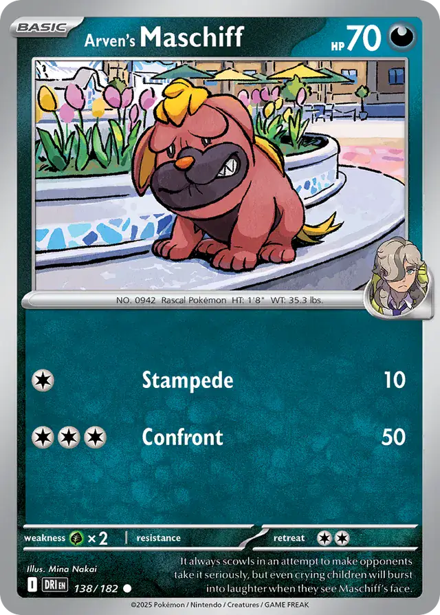 Arven's Maschiff Pokemon card from Destined Rivals