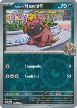 Arven's Maschiff Reverse Holo Pokemon card from Destined Rivals