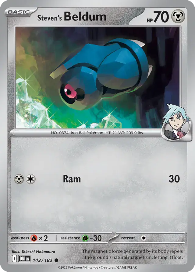 Steven's Beldum Pokemon card from Destined Rivals