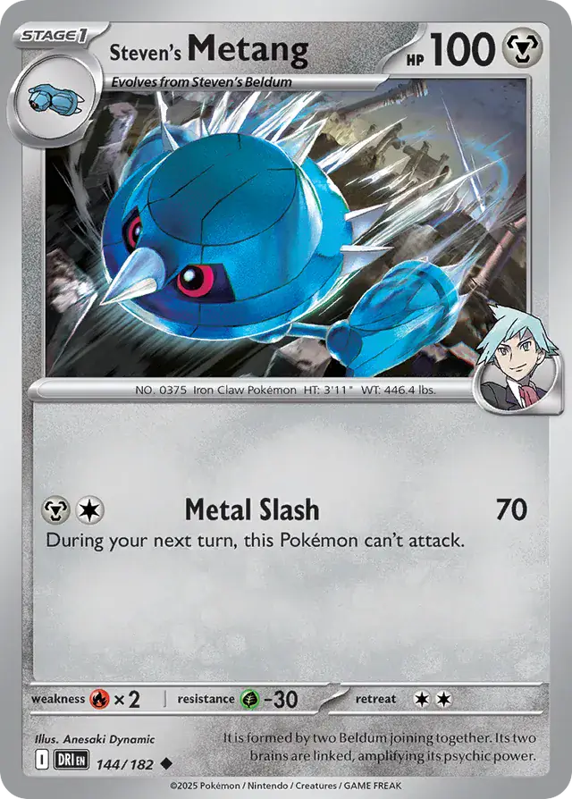 Steven's Metang Pokemon card from Destined Rivals