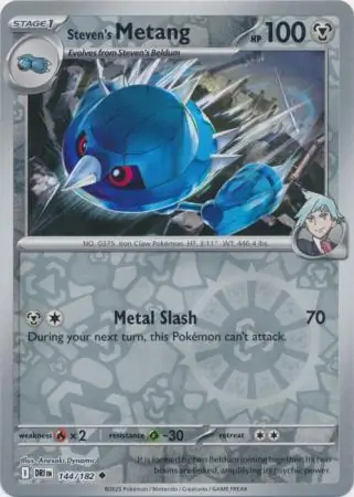 Steven's Metang Reverse Holo Pokemon card from Destined Rivals