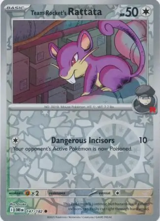 Team Rocket's Rattata Reverse Holo Pokemon card from Destined Rivals