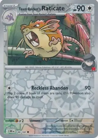 Team Rocket's Raticate Reverse Holo Pokemon card from Destined Rivals