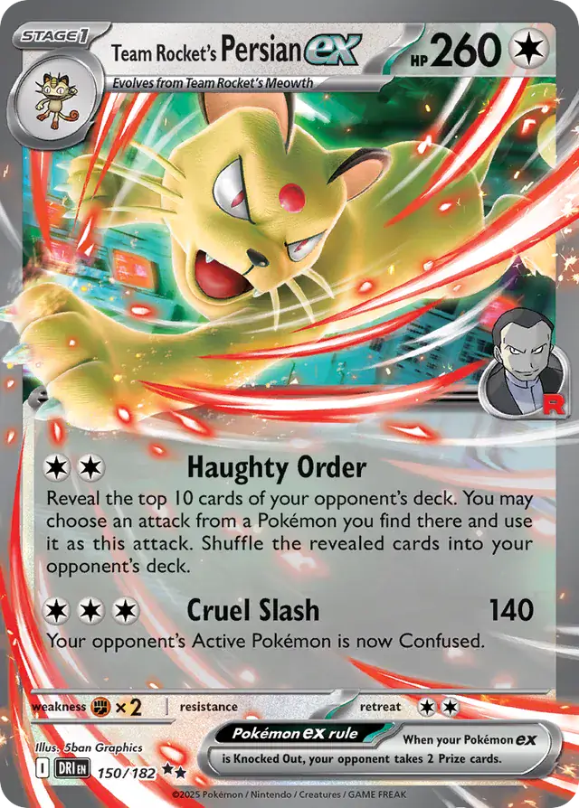 Team Rocket's Persian Pokemon card from Destined Rivals