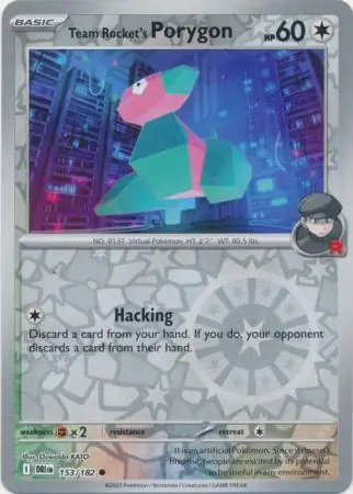 Team Rocket's Porygon Reverse Holo Pokemon card from Destined Rivals