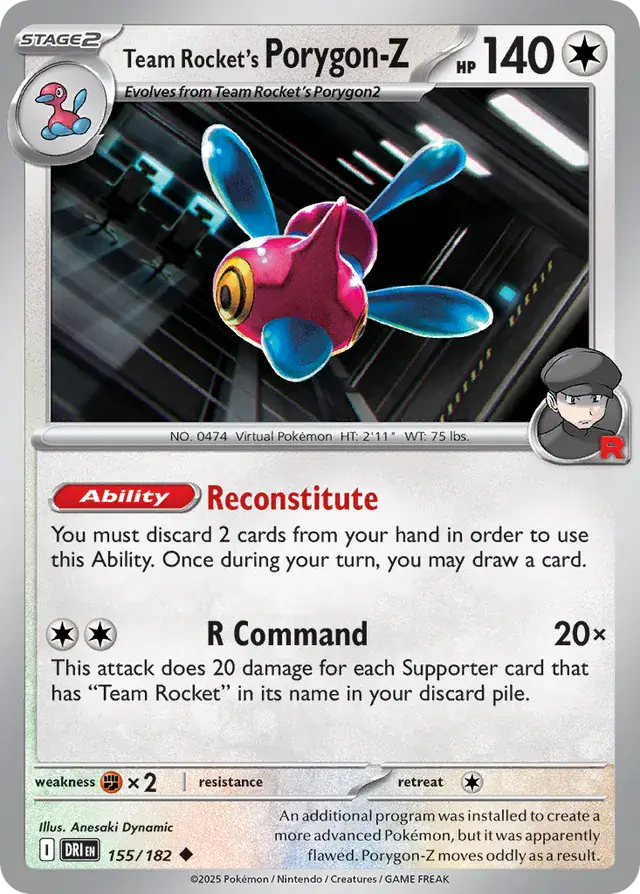 Team Rocket's Porygon-Z Pokemon card from Destined Rivals