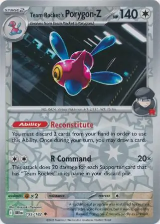 Team Rocket's Porygon-Z Reverse Holo Pokemon card from Destined Rivals