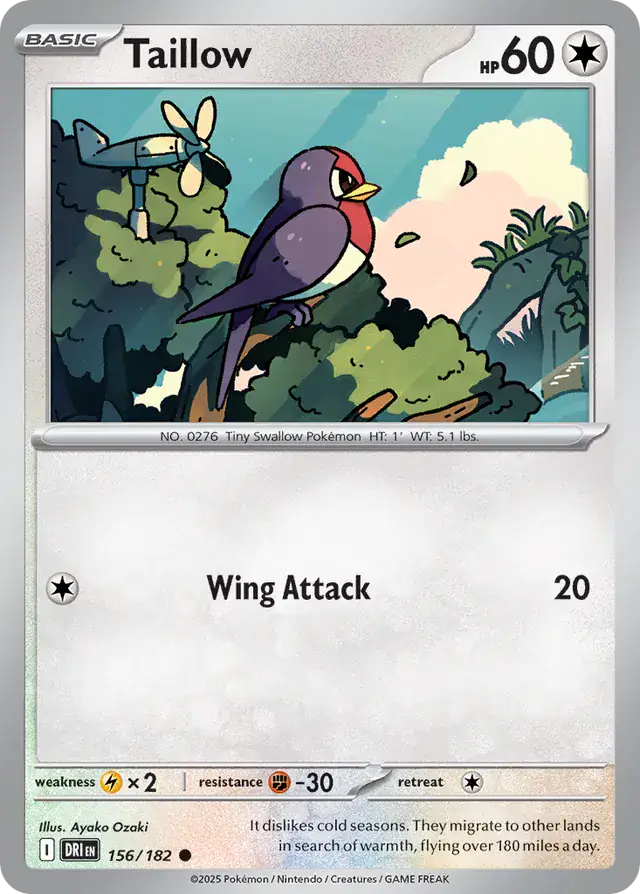 Taillow Pokemon card from Destined Rivals