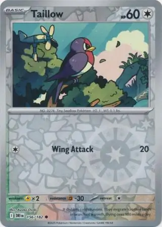 Taillow Reverse Holo Pokemon card from Destined Rivals