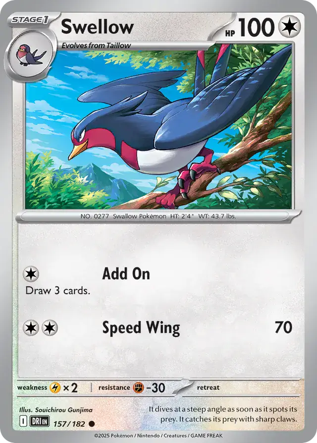 Swellow Pokemon card from Destined Rivals