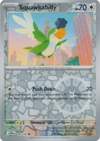 Squawkabilly Reverse Holo Pokemon card from Destined Rivals