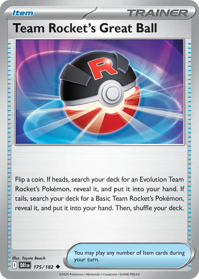 Team Rocket's Great Ball Pokemon card from Destined Rivals