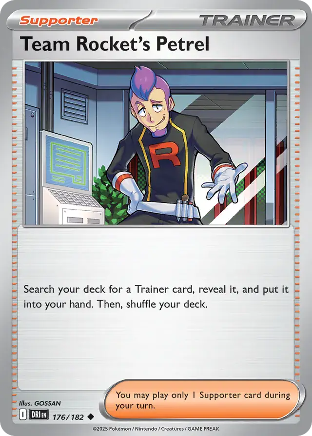 Team Rocket's Petrel Pokemon card from Destined Rivals