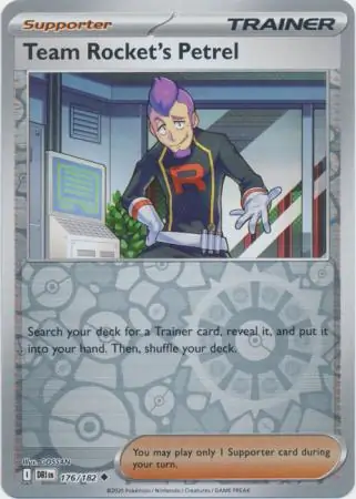 Team Rocket's Petrel Reverse Holo Pokemon card from Destined Rivals