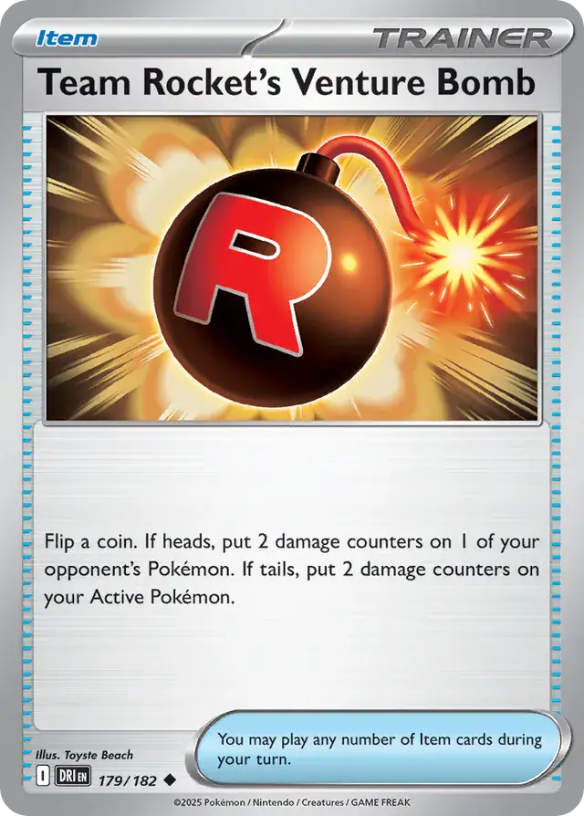 Team Rocket's Venture Bomb Pokemon card from Destined Rivals