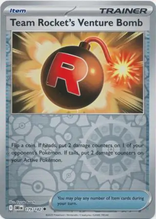 Team Rocket's Venture Bomb Reverse Holo Pokemon card from Destined Rivals