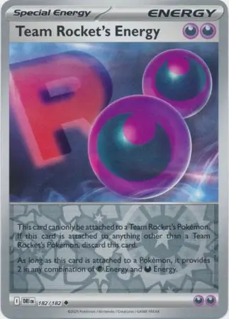 Team Rocket's Energy Reverse Holo Pokemon card from Destined Rivals