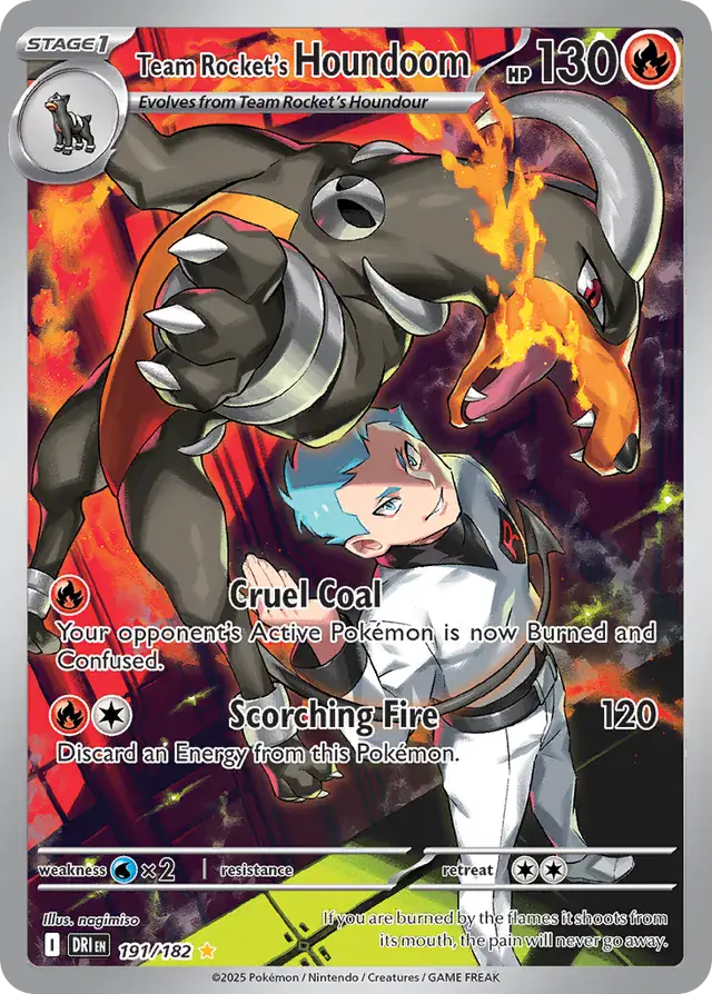 Team Rocket's Houndoom Pokemon card from Destined Rivals