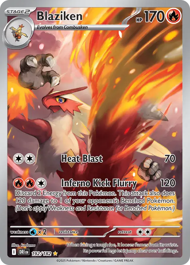 Blaziken Pokemon card from Destined Rivals