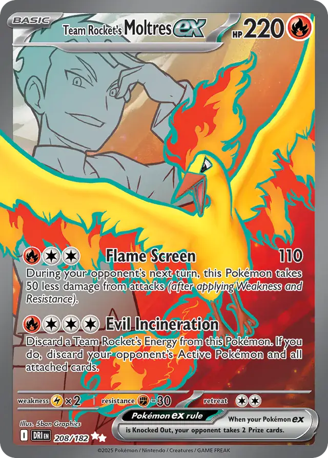 Team Rocket's Moltres Pokemon card from Destined Rivals