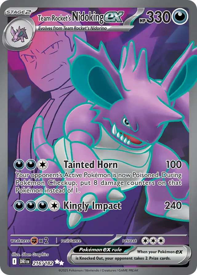 Team Rocket's Nidoking Pokemon card from Destined Rivals