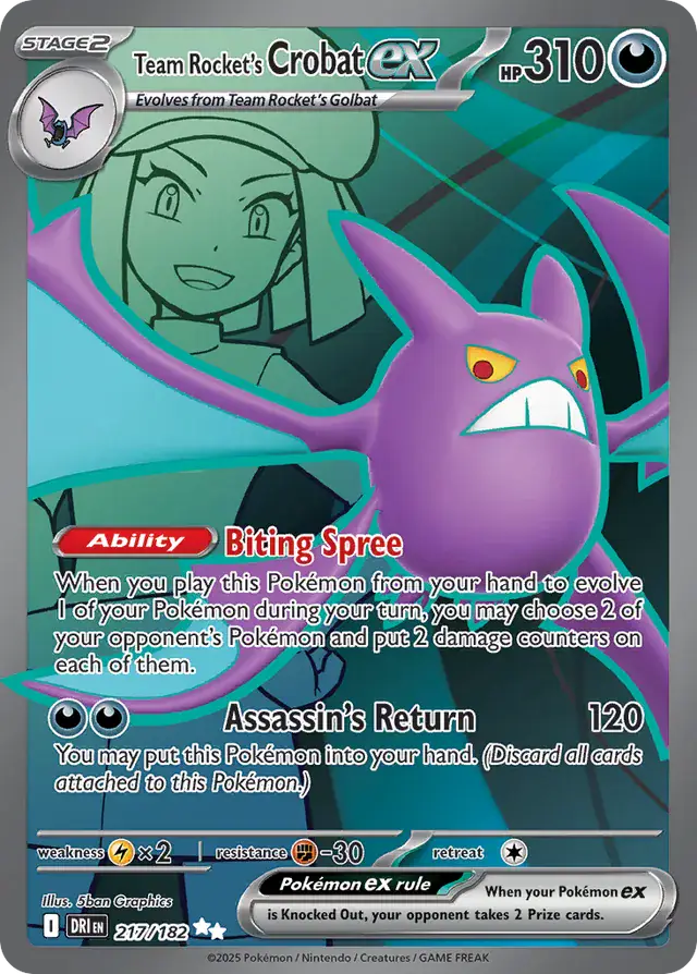 Team Rocket's Crobat Pokemon card from Destined Rivals