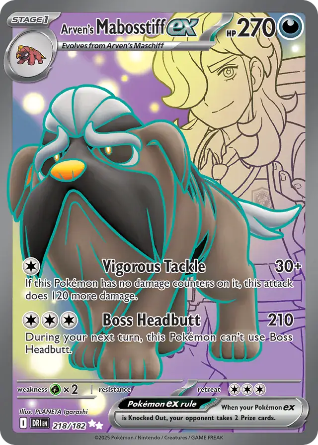 Arven's Mabosstiff Pokemon card from Destined Rivals