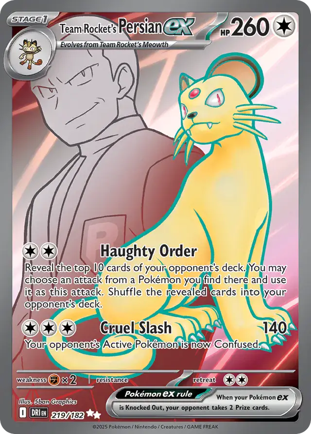 Team Rocket's Persian Pokemon card from Destined Rivals