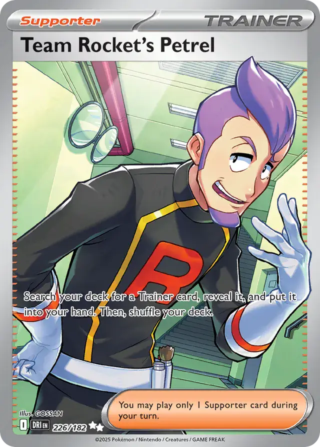 Team Rocket's Petrel Pokemon card from Destined Rivals
