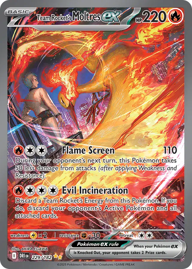 Team Rocket's Moltres Pokemon card from Destined Rivals