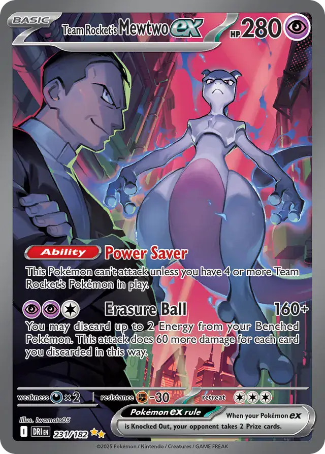 Team Rocket's Mewtwo Pokemon card from Destined Rivals