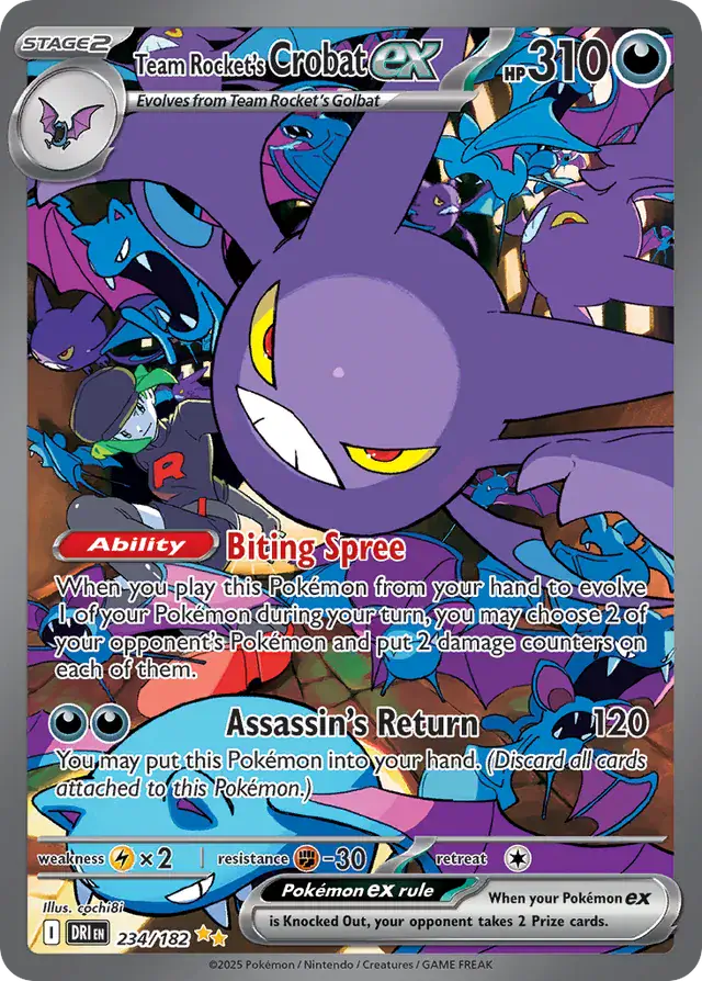 Team Rocket's Crobat Pokemon card from Destined Rivals