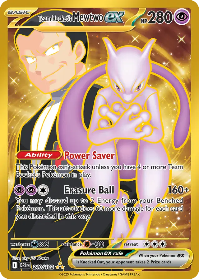 Team Rocket's Mewtwo Pokemon card from Destined Rivals