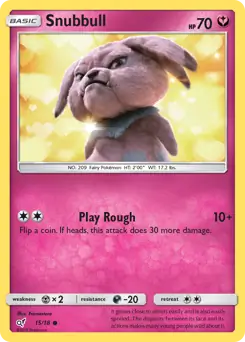 Snubbull Pokemon card from Detective Pikachu