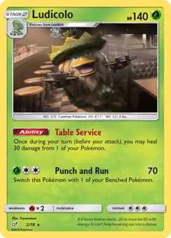 Ludicolo Pokemon card from Detective Pikachu